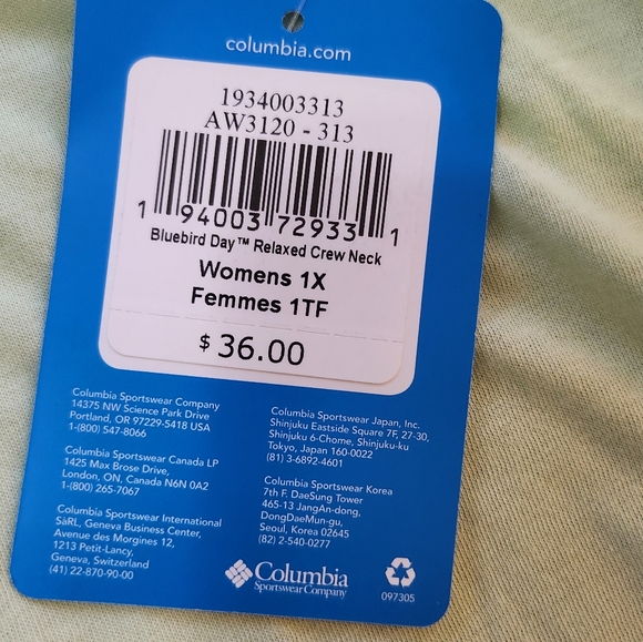 NWT Columbia short-sleeved lightweight tee, size 1X - Picture 4 of 6